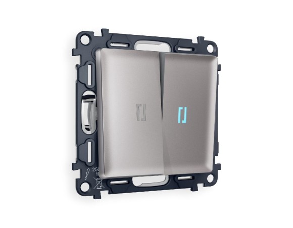 Комплект механизма 2-кл проходного выключателя с подсветкой Ambrella Volt Alfa MA504040