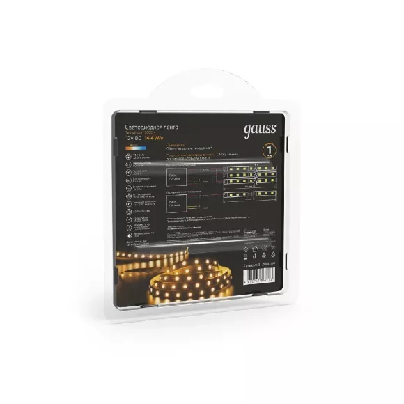 Светодиодная лента Gauss 14,4W/m 60LED/m 5050SMD теплый белый 5M 312000114 Светодиодная лента Gauss 14,4W/m 60LED/m 5050SMD теплый белый 5M 312000114