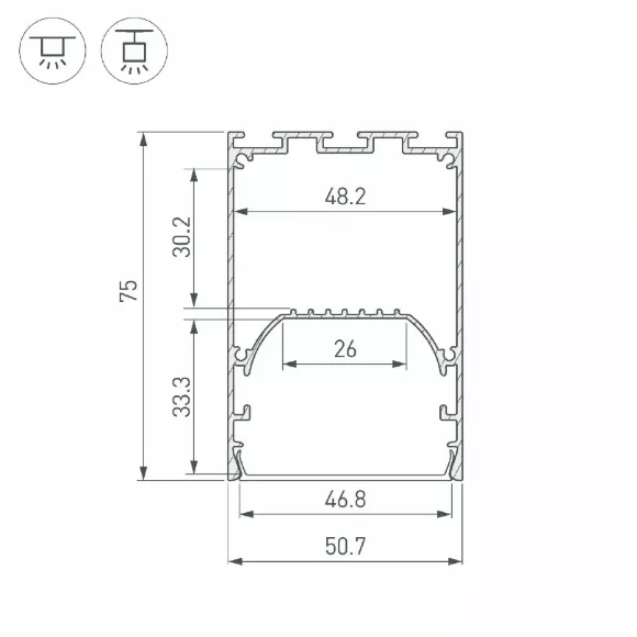 Алюминиевый профиль Arlight LINE-S-5075-2000 WHITE 041850 Алюминиевый профиль Arlight LINE-S-5075-2000 WHITE 041850