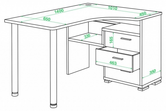 Стол письменный Домино СР-132С-140 MER_SR-132S-140-SHBE-CH-PRAV