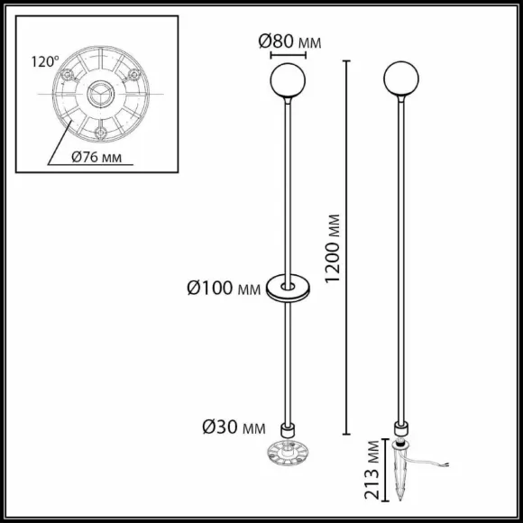 Ландшафтный светильник Odeon Light Nature Dew 7120/3GLC, Черный, Теплый белый, Металл Ландшафтный светильник Odeon Light Nature Dew 7120/3GLC, Черный, Теплый белый, Металл