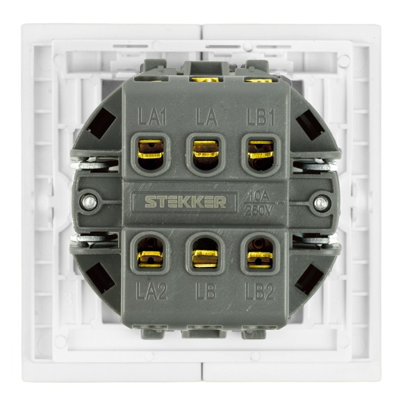 Переключатель 2-клавишный (механизм) Stekker Мия 250В 10А RSW10-3107-01 белая магнолия 50434