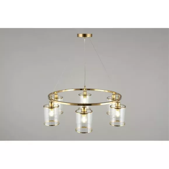 Подвесная люстра Omnilux Lanloup OML-59803-06, Бронза, Прозрачный, Металл, декоративные элементы крупным планом