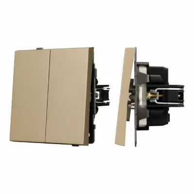 Механизм выключателя двухклавишный непроходной Arlight SWT-TENDO-MK02-SFPL-GD (230V, 10A) 054545