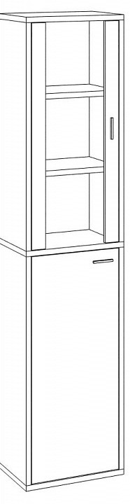 Шкаф-витрина Домино СУ(ш1в2)+1ФГ+1ФС MER_SUsh1v2-1FG-1FS-BE-belyj