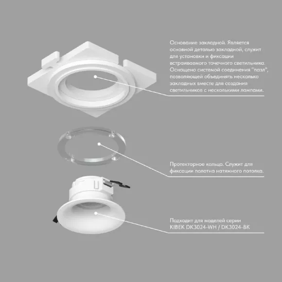 Закладная панель Denkirs DK3024-SCB, Белый, Пластик, Словения Закладная панель Denkirs DK3024-SCB, Белый, Пластик, Словения
