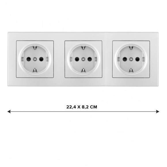 Розетка тройная (трехпостовая) с/з и шторками Arte Milano SET06-3-40-1x3 silver
