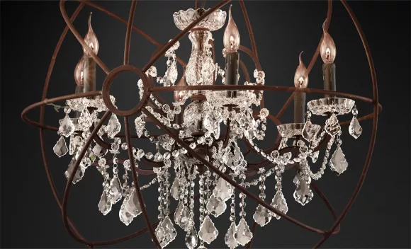Подвесная люстра Delight Collection Foucault'S Orb 5014-D6 rusty, декоративные элементы крупным планом