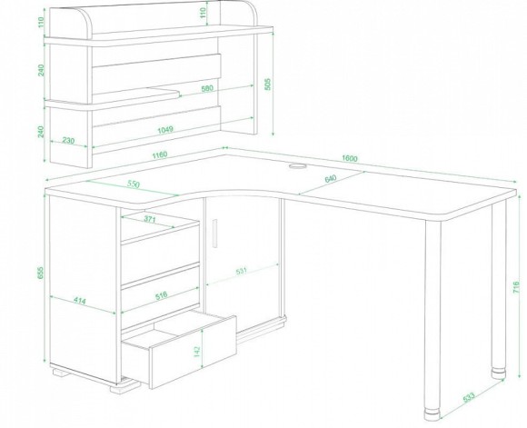 Стол компьютерный Домино нельсон СР-145М MER_SR-145M_NBEN-LEV