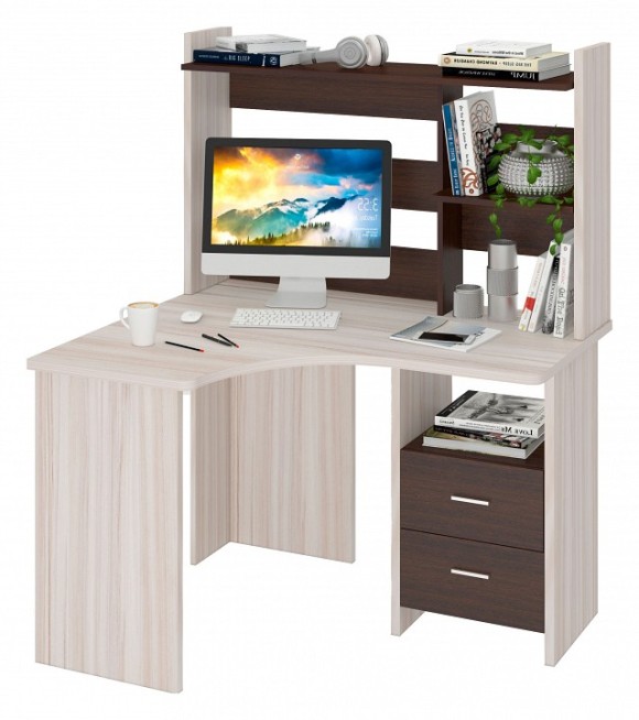 Стол компьютерный Домино Лайт СКЛ-Угл120+НКЛ-120 MER_SKL-Ugl120_NKL-120_KV_LEV