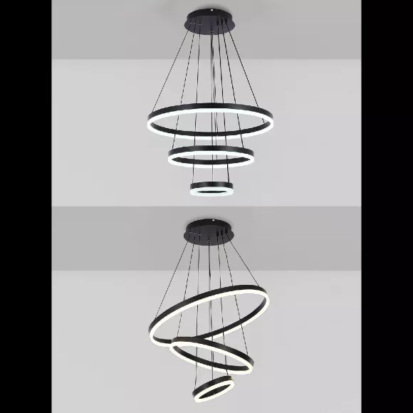 Подвесная люстра Natali Kovaltseva Oreol LED LAMPS 81278, Черный, Белый, От теплого до холодного Подвесная люстра Natali Kovaltseva Oreol LED LAMPS 81278, Черный, Белый, От теплого до холодного