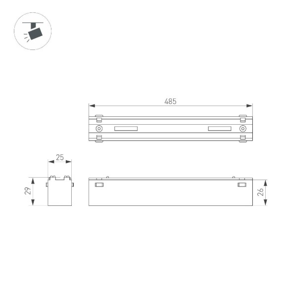 Трековый магнитный светильник Arlight MAG-VIBE-FLAT-L485-24W Warm3000 (BK, 100 deg, 48V) 044437