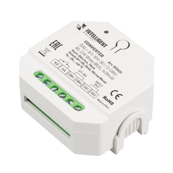 Конвертер сигнала Arlight DALI-0/1-10V-301-72-DRO-RL-DIN White (BUS, 1x20mA) (IARL, IP20 Пластик) 055820