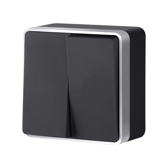 Выключатель двухклавишный Werkel Gallant (черный с серебром) W5020034 4690389164156 a050889