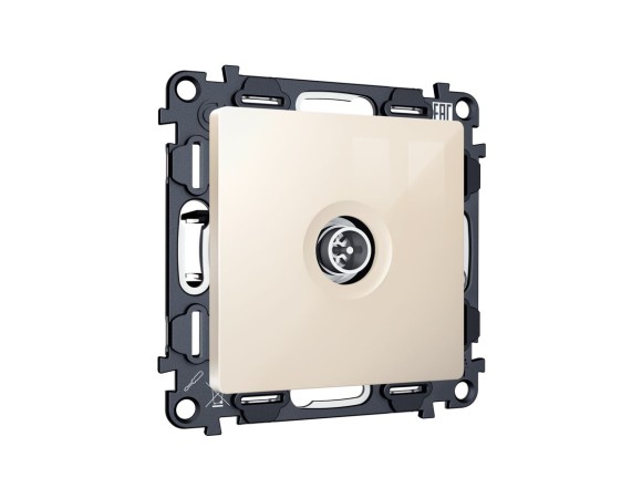 Комплект механизма TV розетки оконечной экранированной 5-1000MHz 3dB Alfa Бежевый глянец Quant Ambrella Volt MA313005 (AP3130, VM199)