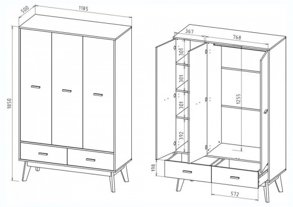 Шкаф платяной Радиорама 2623.М1 MEL_2623