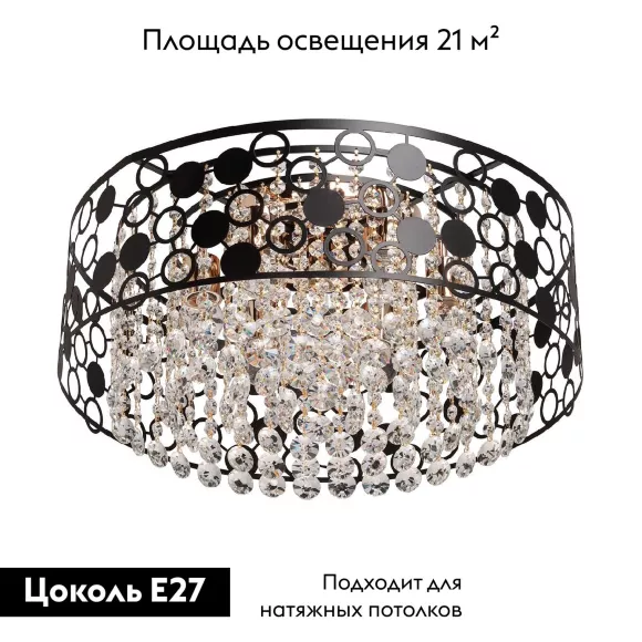 Потолочная люстра De Markt Бриз 111018507, Черный, Прозрачный, Теплый белый Потолочная люстра De Markt Бриз 111018507, Черный, Прозрачный, Теплый белый