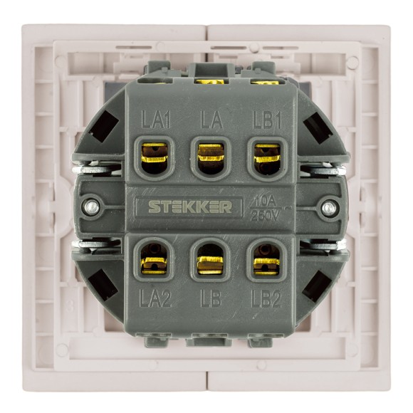 Переключатель 2-клавишный (механизм) Stekker Мия 250В 10А RSW10-3107-08 пудровый жемчуг 50478