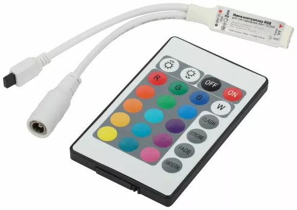 Контроллер Эра RGBController-12/24V-72/144W-IP20-IR мини для светодиодной ленты с ИК пультом Б0061110 Контроллер Эра RGBController-12/24V-72/144W-IP20-IR мини для светодиодной ленты с ИК пультом Б0061110