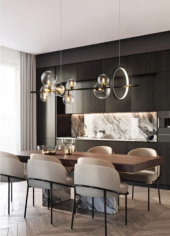 Подвесная люстра Delight Collection Art Deco Bubble KG1233P-10 black/clear