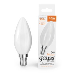 Светодиодная филаментная лампа Gauss Basic Filament E14 4,5W 2700K 1035115