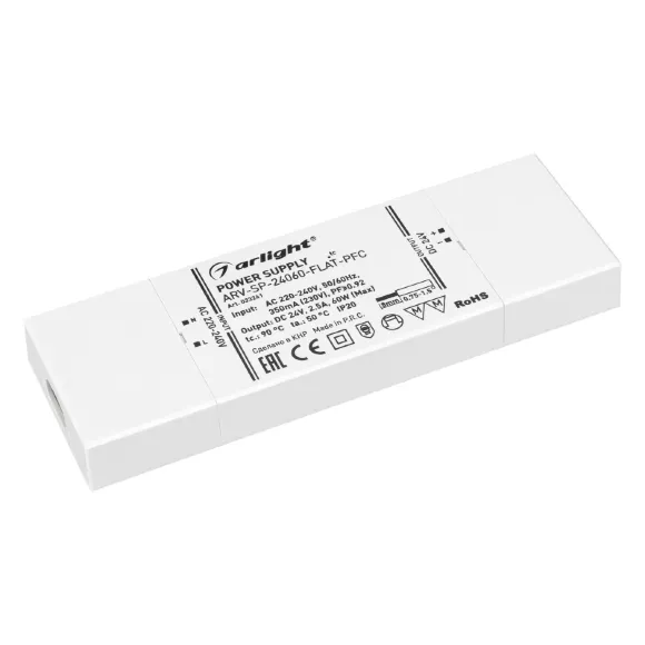 Блок питания Arlight ARV-SP-24060-Flat-PFC (24V, 2.5A, 60W) 033261 Блок питания Arlight ARV-SP-24060-Flat-PFC (24V, 2.5A, 60W) 033261