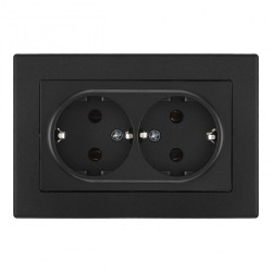 Розетка двойная с/з и шторками Arte Milano SET06-double-40-2 black