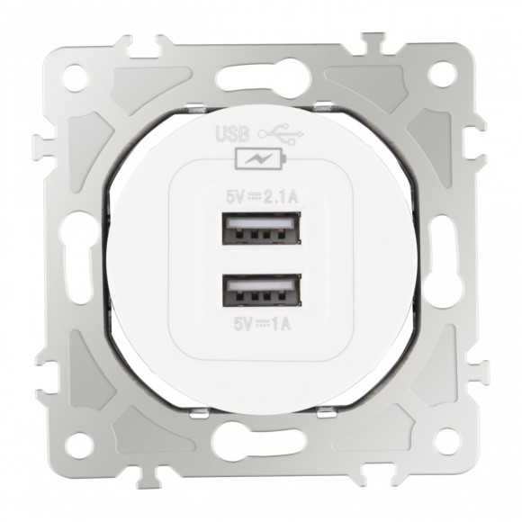 Розетка USB 2.1А+1А Arte Milano 202.46-1.white
