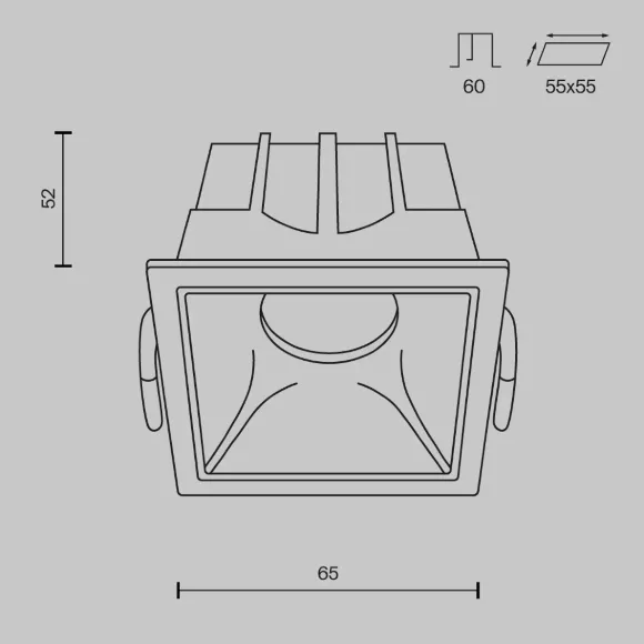 Встраиваемый светильник Maytoni Technical Alfa LED DL043-01-10W3K-SQ-W, вид снизу