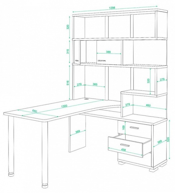 Стол компьютерный Домино СР-420/130 MER_SR-420-130-SHKK-CH-PRAV