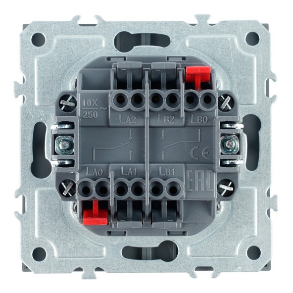 Переключатель 2-клавишный (механизм) СЗК Stekker Эмили 250В 10А RSW10-5107-10ZK платиново-серый soft touch 50241