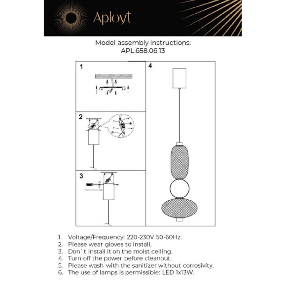 Подвесной светильник Aployt Nikusia APL.658.06.13
