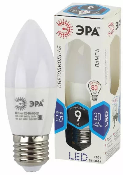 Лампа светодиодная Эра E27 9W 4000K LED B35-9W-840-E27 Б0027972
