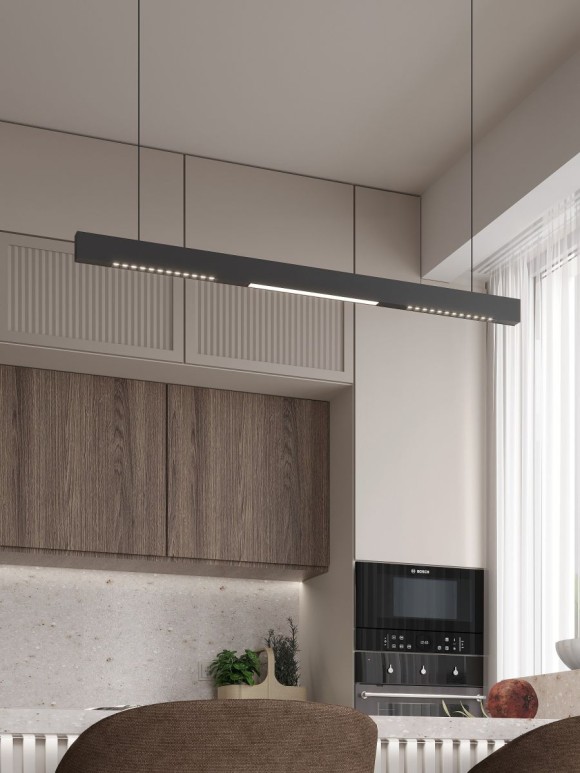 Трековая система со светильниками №8 трехфазная подвесная Eldeko (48В, форма - прямая, 1м, 3000K) черная Hesby Lighting HSBL_kompl_E008_PI1B3K