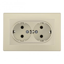 Розетка двойная с/з и шторками Arte Milano SET06-double-40-2 shampan