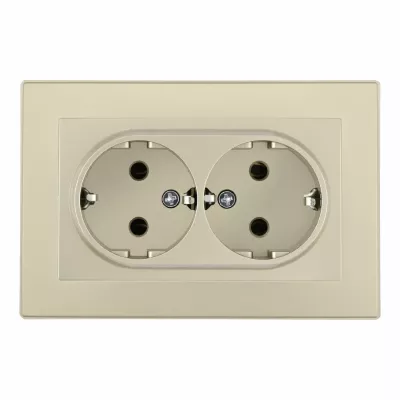 Розетка двойная с/з и шторками Arte Milano SET06-double-40-2 shampan