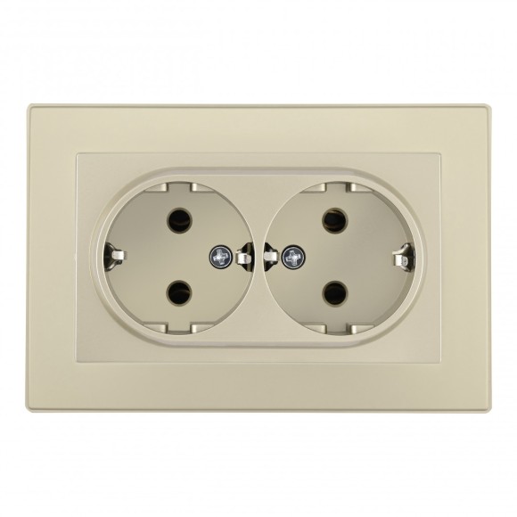 Розетка двойная с/з и шторками Arte Milano SET06-double-40-2 shampan