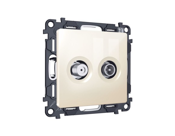 Комплект механизма розетки TV оконечной + SAT 5-862MHz 3.5dB/950-2150MHz 3.5dB Alfa Бежевый глянец Quant Ambrella Volt MA313310 (AP3133, VM217)