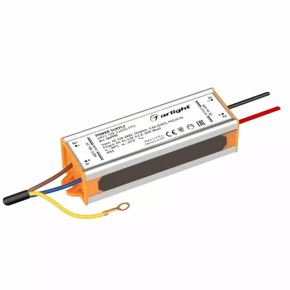 Блок питания Arlight ARPJ-SN-63600-PFC (36W, 34-63V, 600mA, IP65) 040797 Блок питания Arlight ARPJ-SN-63600-PFC (36W, 34-63V, 600mA, IP65) 040797