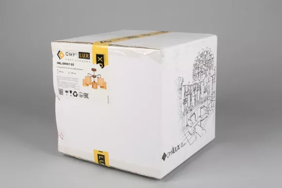 Люстра на штанге Omnilux OML-56907-05, Золото, Бежевый, Металл, упаковка