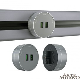 Трековая розетка Arte Milano Am-track-sockets 380011TS/USBx2 Grey