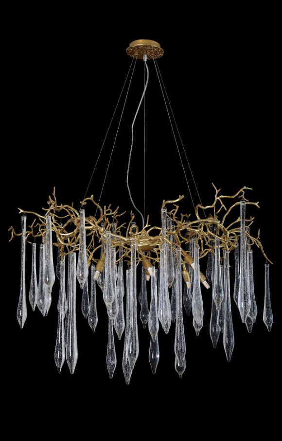 Подвесная люстра Crystal Lux Reina REINA SP8 D1000 GOLD PEARL