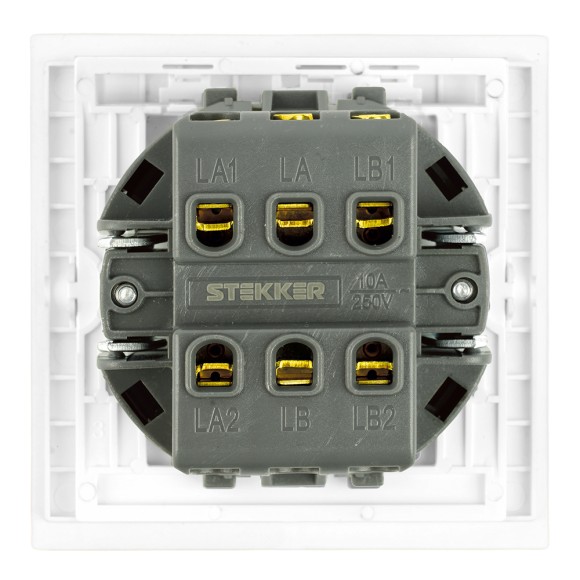 Переключатель перекрестный 1-клавишный (механизм) Stekker Мия 250В 10А RSW10-3110-01 белая магнолия 50569