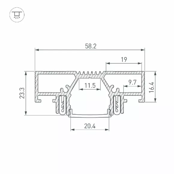 Профиль Arlight STRETCH-20-CEIL-D-CENTER-2000 BLACK 042946 Профиль Arlight STRETCH-20-CEIL-D-CENTER-2000 BLACK 042946