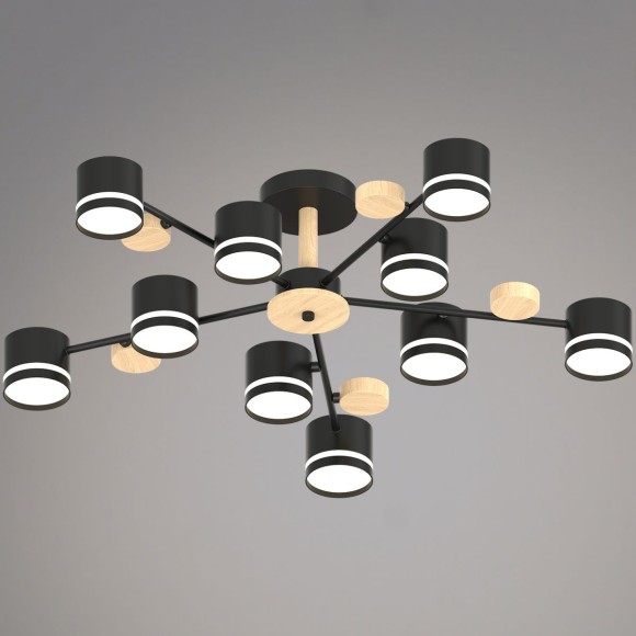 Люстра на штанге Reluce 68730-0.3-10 GX53 BK+WOOD