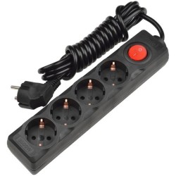 Удлинитель (UL-00003610) Uniel 4гн х 3м с/з Standard S-GCD4-3B Black