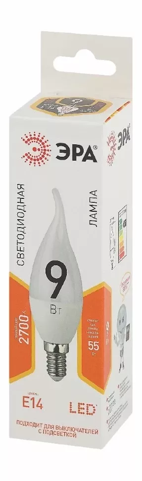 Лампа светодиодная Эра E14 9W 2700K LED BXS-9W-827-E14 Б0027973 Лампа светодиодная Эра E14 9W 2700K LED BXS-9W-827-E14 Б0027973