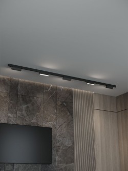 Трековая система со светильниками №4 трехфазная накладная Eldeko (48В, форма - прямая, 3м, 3000K) черная Hesby Lighting HSBL_kompl_E004_NI3B3K