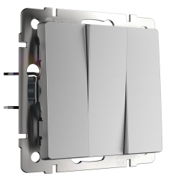 Выключатель трехклавишный Werkel (серебряный) W1130006 4690389164866