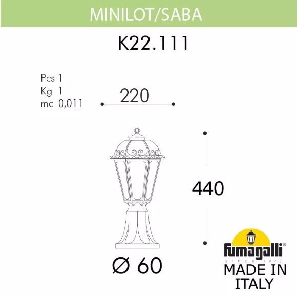 Ландшафтный светильник Fumagalli MINILOT/SABA K22.111.000.AYE27, Черный, Белый, Полимер Ландшафтный светильник Fumagalli MINILOT/SABA K22.111.000.AYE27, Черный, Белый, Полимер